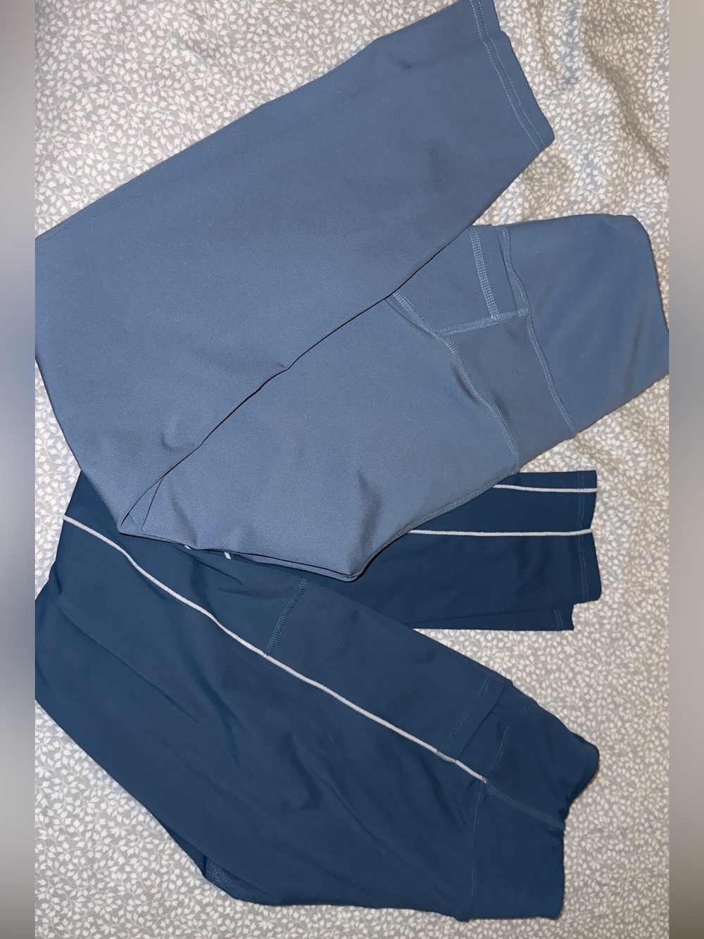 Kids Solid Navy and Slate Blue Active Leggings